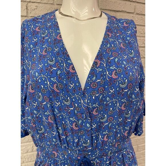 R. Vivimos Blue Floral Print Boho Maxi Dress Size 12/14 - Picture 3 of 10
